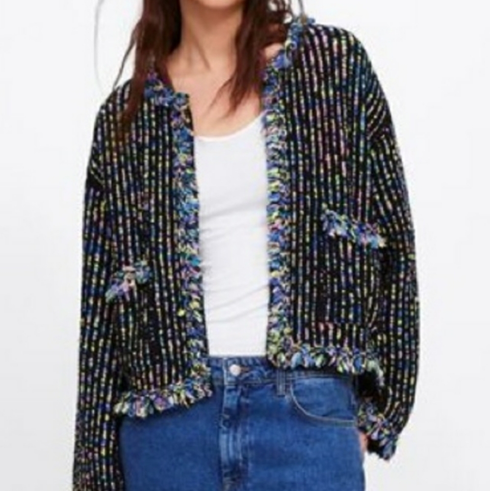 Zara  multi colour sweater jacket Small